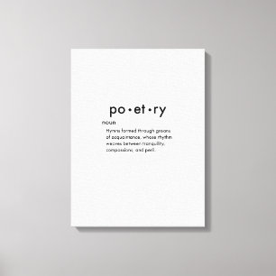 Poetry Definition Quote Wall Art Canvas Afdruk