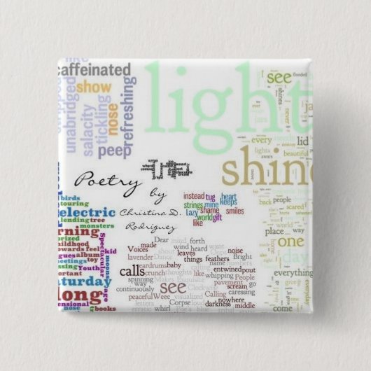 Poetry Mosaic Wordle Pin Vierkante Button 5,1 Cm (Voorkant)