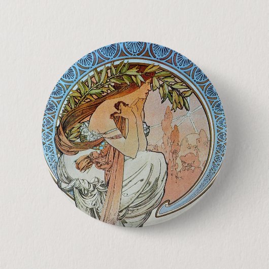 Poetry, Mucha Ronde Button 5,7 Cm (Voorkant)