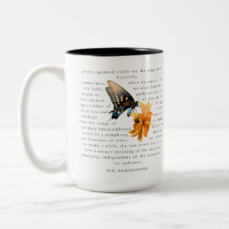 “Poetry Painted Softly” – Mug by H.G. Alexandre Tweekleurige Koffiemok