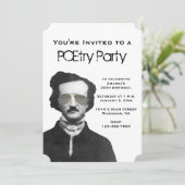 POEtry Party-uitnodigingen met Edgar Allan Poe Kaart (Staand voorkant)