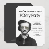 POEtry Party-uitnodigingen met Edgar Allan Poe Kaart (Voorkant / Achterkant)