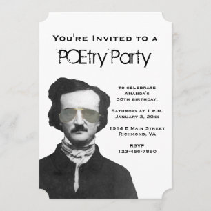 POEtry Party-uitnodigingen met Edgar Allan Poe Kaart