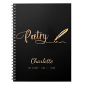 Poetry zwarte gouvergelegante scriptnaam notitieboek (Voorkant)