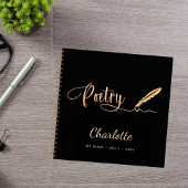 Poetry zwarte gouvergelegante scriptnaam notitieboek