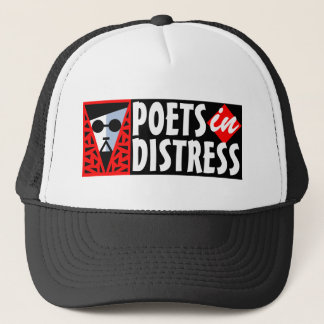 POETS IN HET PET VAN DE COOL TRUCKER MET DISTRESS 