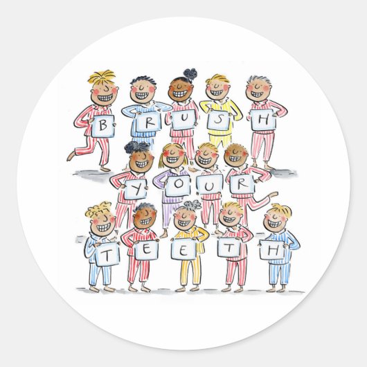 Poets je tanden ronde sticker (Voorkant)