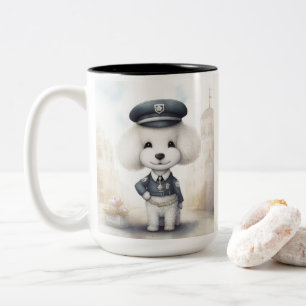 Poettering politiemacht... poetsen in actie tweekleurige koffiemok