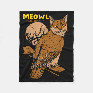 Poezenkat Uil Met Boom En Volle Maan Grappig Cadea Fleece Deken