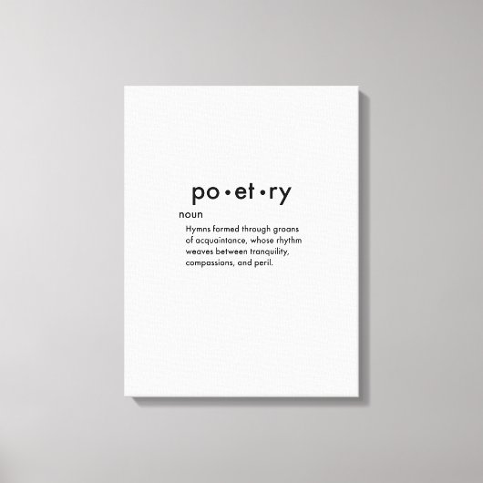 Poëzie Definitie Quote Wandkunst Canvas Afdruk (Voorkant)