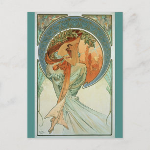 Poëzie door Alfons Mucha - Art Nouveau Briefkaart