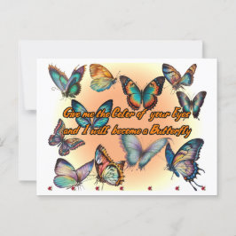 Poëzie en vlinders op een briefkaart