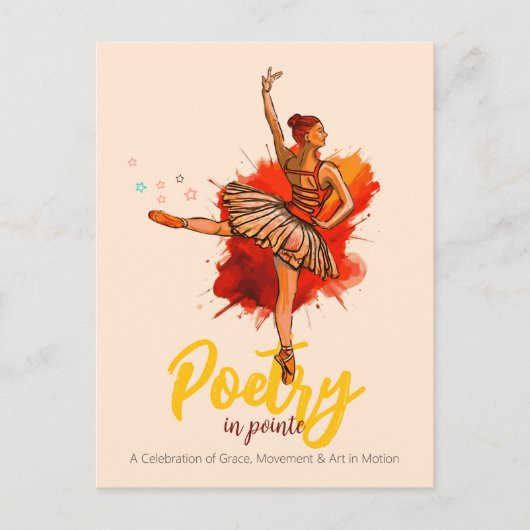 Poëzie in Pointe | Ballet recital prestatie-uitnod Briefkaart (Voorkant)