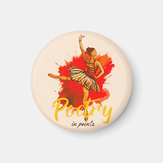 Poëzie in Pointe – Elegante Ballerina Art for Danc Magneet (Voorkant)