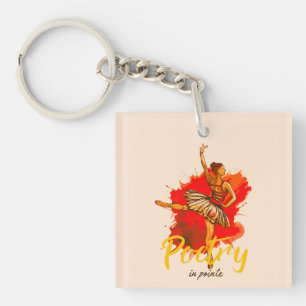 Poëzie in Pointe – Elegante Ballerina Kunst voor D Sleutelhanger