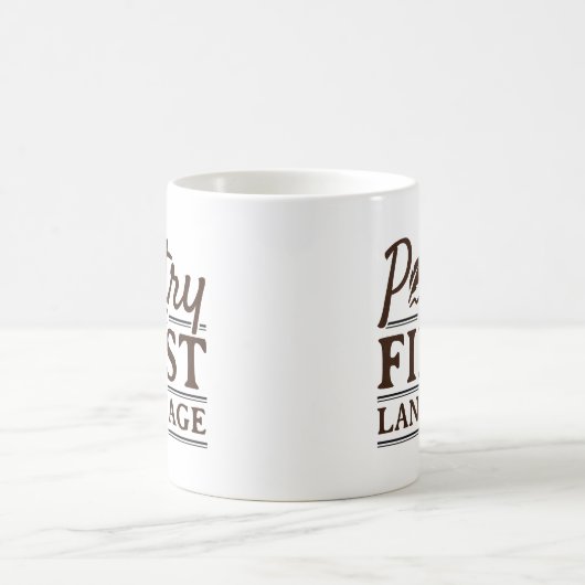 Poëzie is mijn eerste schrijver van gedichten in d koffiemok (Center)