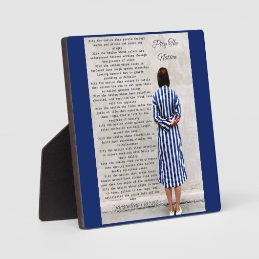 Poëzie Medelijden met de Nation Plaque Fotoplaat (Voorkant)