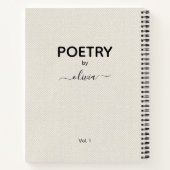 Poëzie onder Aangepaste naam Beige Faux Canvas Notitieboek (Achterkant)