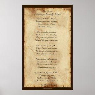 Poëzie Poster "Prayer for my Moeder"