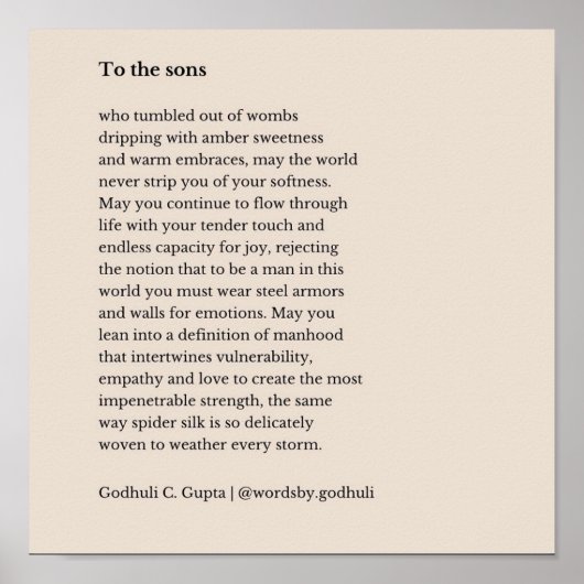 Poëzie Print "To the sons" (Voorkant)