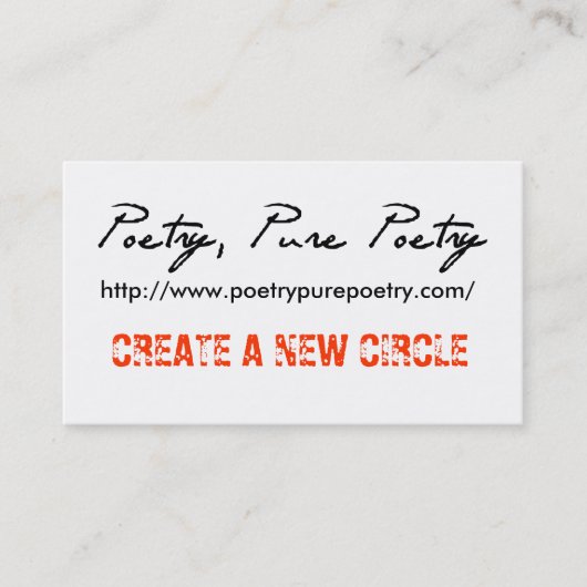 Poëzie, pure druppelkaarten voor poëzie visitekaartje (Voorkant)