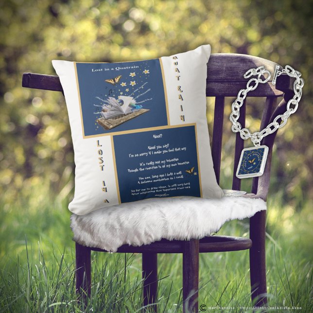Poëzie Sierkussen - Aloof van Adiela Akoo (Lost in a Quatrain 'Aloof' Throw Pillow & Charm Bracelet by Poet Adiela Akoo. Browse my store 4 more)