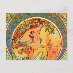 Poëzie uit de serie "De Kunsten" van Mucha Briefkaart