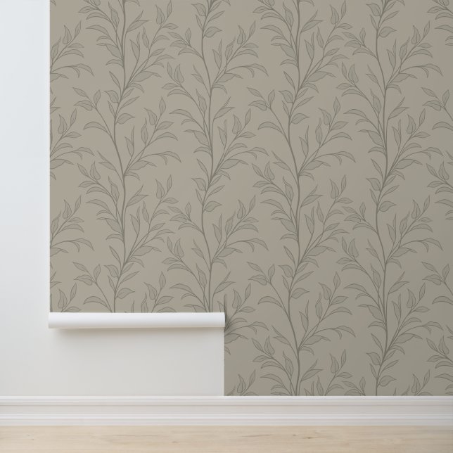 Poëzie van bladeren en stengels XL 3 bladeren Behang (Applicatie)