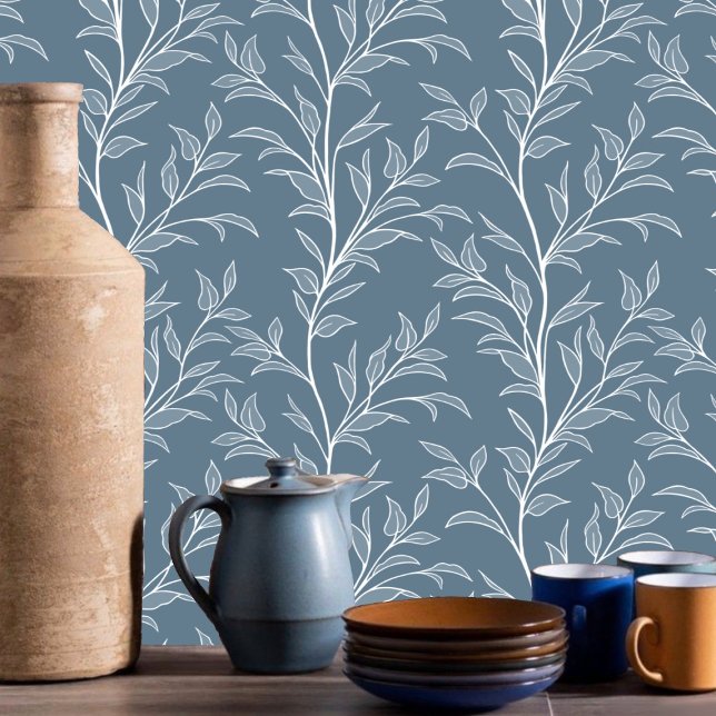 Poëzie van bladeren en stengels XL 3 wit blad Behang (Creator heeft geüpload)