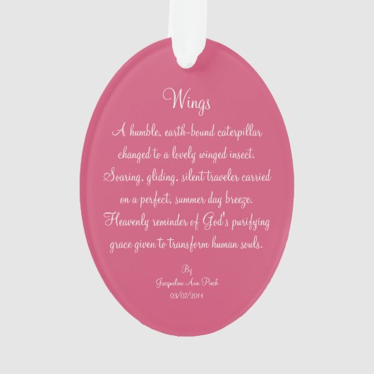 Poëzie "Wings" Ornament (achterkant)