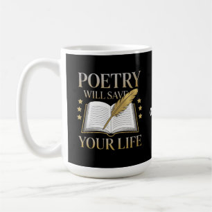 Poëzie zal je leven redden Grappige dichter en lit Koffiemok