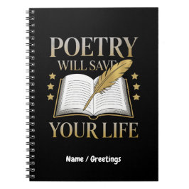 Poëzie zal je leven redden Grappige dichter en lit Notitieboek
