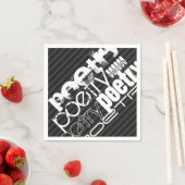 Poëzie; zwart en donkergrijze strepen servetten (Insitu)