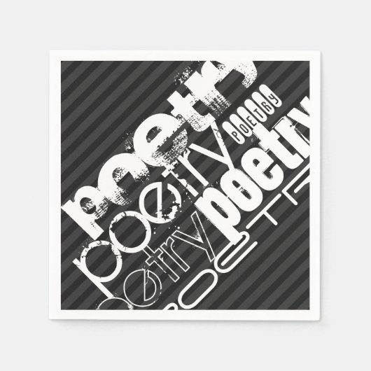 Poëzie; zwart en donkergrijze strepen servetten (Voorkant)