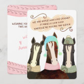 Poëziepaarden Kerst handgemaakte gehaakte petten s Feestdagenkaart (Voorkant / Achterkant)