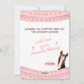 Poëziepaarden Kerst handgemaakte gehaakte petten s Feestdagenkaart (Achterkant)