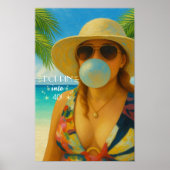 Poffend in de 40 Tropical Beach Babe Verjaardag Poster (Voorkant)