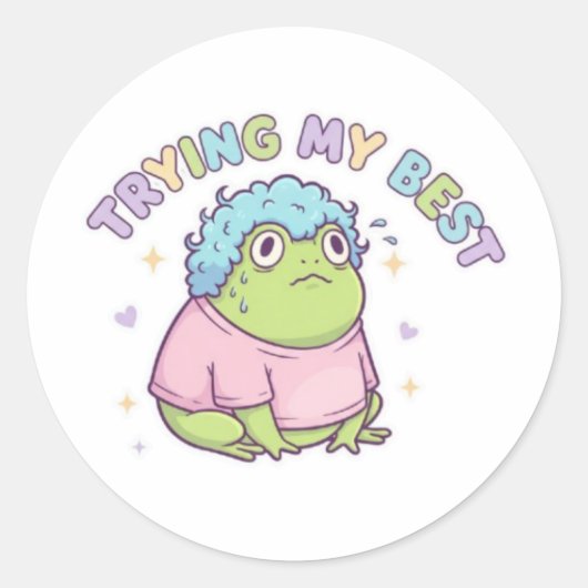 Poging Mijn Beste Kikker Sticker Schattige Gestres (Voorkant)