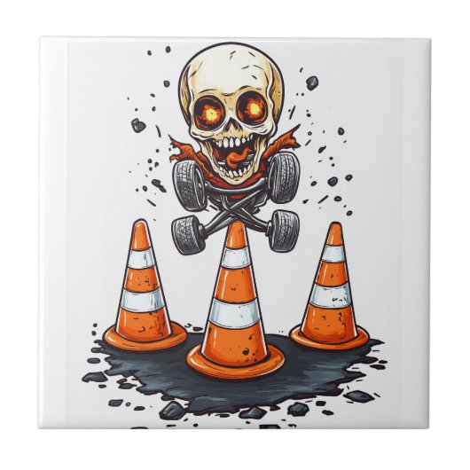 Pogo Bones � Crazy Skeleton in Beweging Tegeltje (Voorkant)