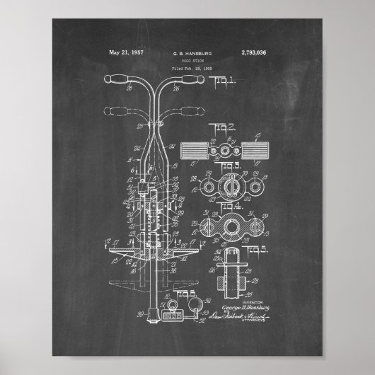 Pogo Stick Patent - Chalkboard Poster (Voorkant)