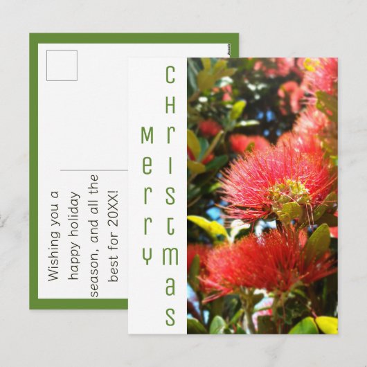 POHUTUKAWA CHRISTMAS FLOWER HOLIDAY COMPANY LOGO FEESTDAGENKAART (Voorkant / Achterkant)