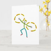 Poi Draaiende Stickman Kaart (Gele Bloem)
