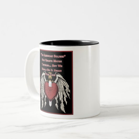 Poignant American Soldier Tattered Hearts Tweekleurige Koffiemok (Voorkant links)