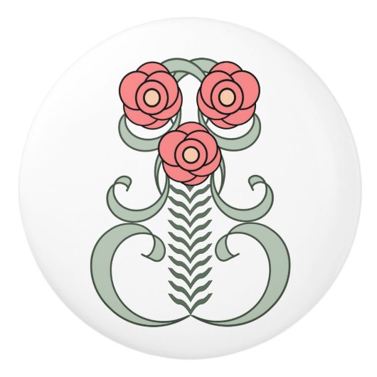 Poignée en Céramique Art Déco Keramische Knop (Voorkant)