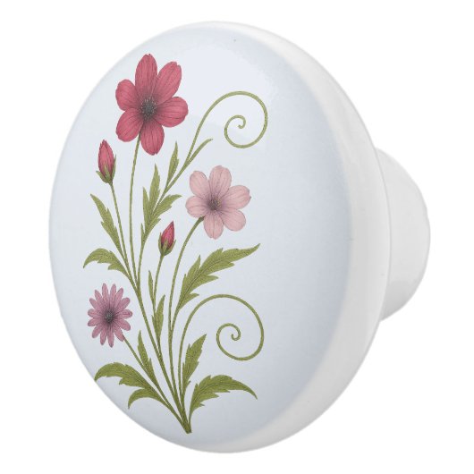 Poignée en Céramique fleur nature-rustique design Keramische Knop (Rechts)