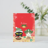 Poiluna's grillige kersttafel Briefkaart (Staand voorkant)