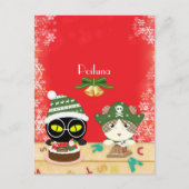 Poiluna's grillige kersttafel Briefkaart (Voorkant)