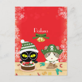 Poiluna's grillige kersttafel Briefkaart