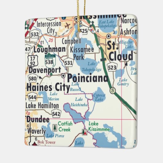 Poinciana Florida Map Keramisch Ornament (Links)