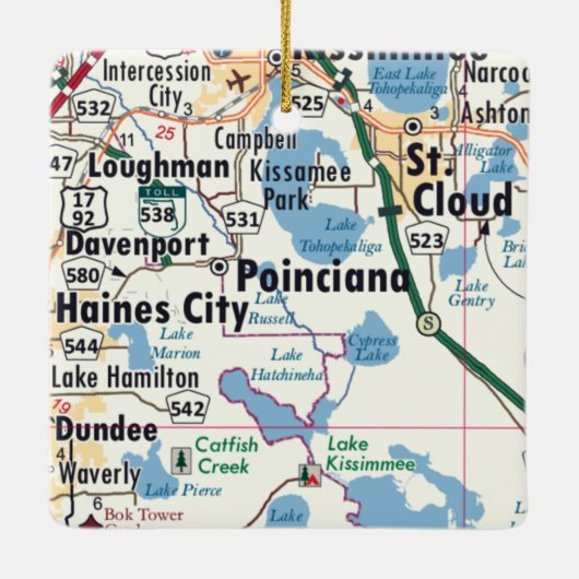 Poinciana Florida Map Keramisch Ornament (Achterkant)